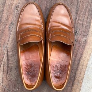JM Weston rich tan leather penny loafers in size 8E made in France